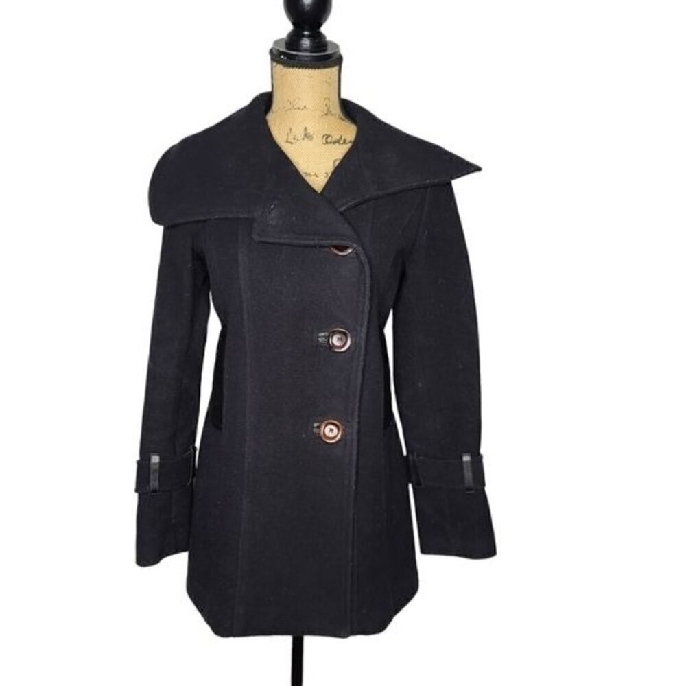 Mackage Black Wool Peacoat Small